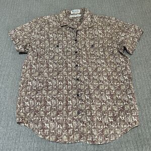 Columbia Classic Fit Women’s Brown Checkered 100%Cotton Button-Up Spring Shirt L